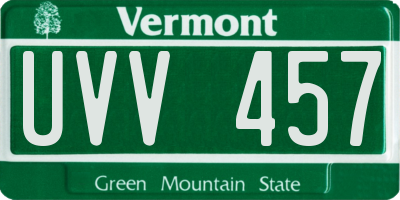 VT license plate UVV457