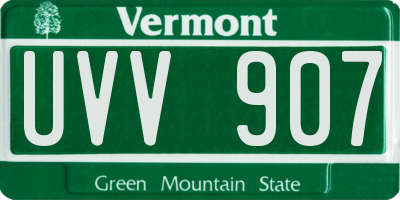 VT license plate UVV907