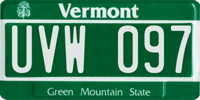 VT license plate UVW097