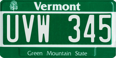 VT license plate UVW345