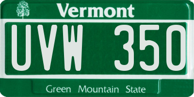 VT license plate UVW350