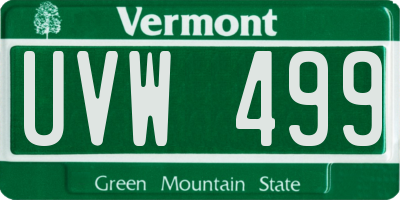 VT license plate UVW499