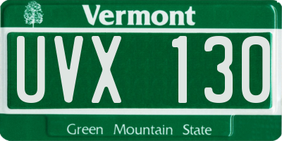 VT license plate UVX130