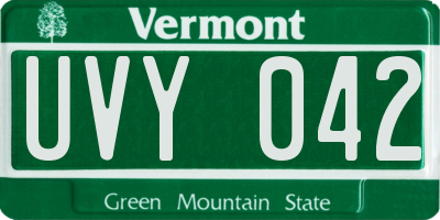VT license plate UVY042