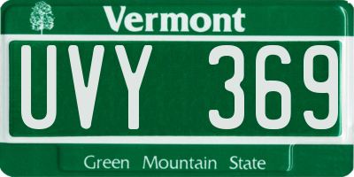 VT license plate UVY369