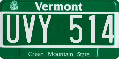 VT license plate UVY514