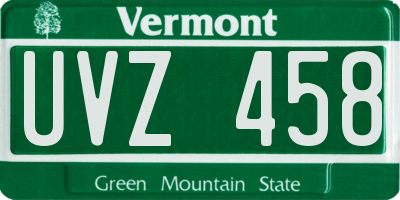 VT license plate UVZ458