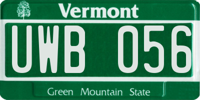 VT license plate UWB056