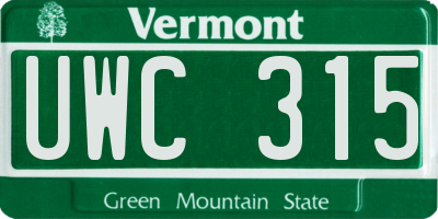VT license plate UWC315