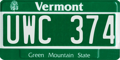 VT license plate UWC374