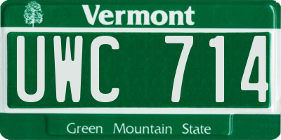 VT license plate UWC714