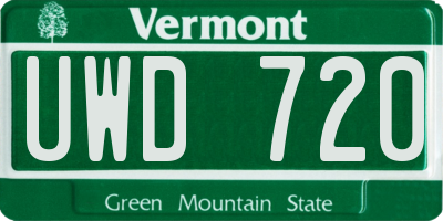 VT license plate UWD720