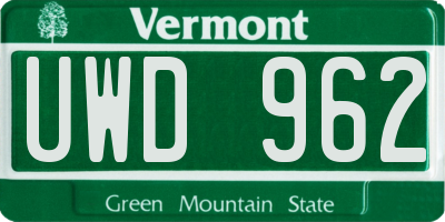 VT license plate UWD962