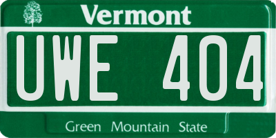 VT license plate UWE404