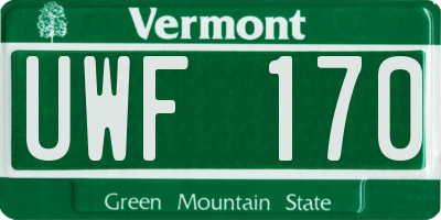VT license plate UWF170