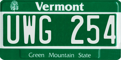 VT license plate UWG254