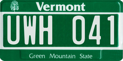 VT license plate UWH041