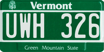 VT license plate UWH326