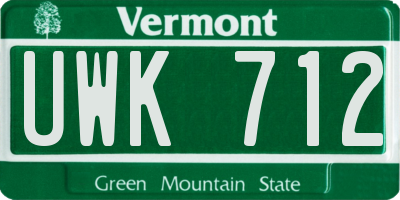VT license plate UWK712