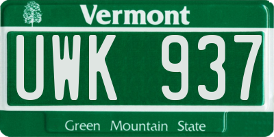 VT license plate UWK937