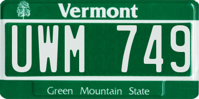 VT license plate UWM749