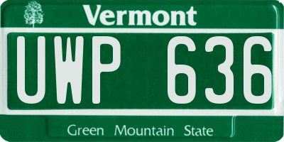 VT license plate UWP636