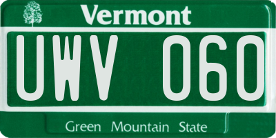 VT license plate UWV060