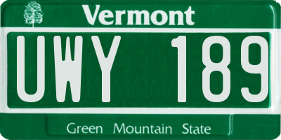 VT license plate UWY189