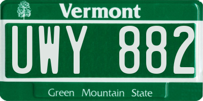 VT license plate UWY882