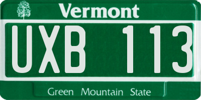 VT license plate UXB113