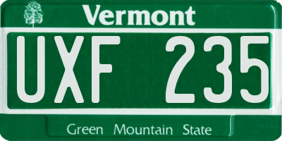 VT license plate UXF235