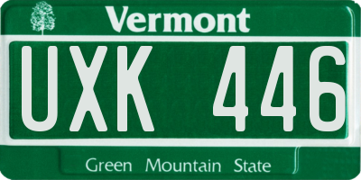 VT license plate UXK446