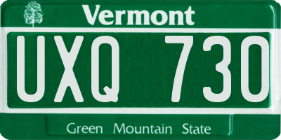 VT license plate UXQ730