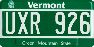 VT license plate UXR926