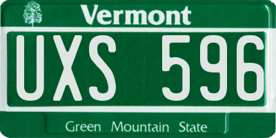 VT license plate UXS596
