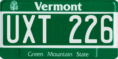 VT license plate UXT226