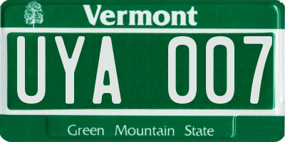 VT license plate UYA007