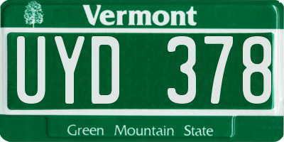 VT license plate UYD378