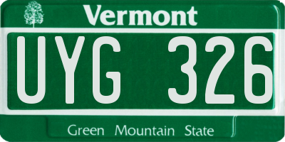 VT license plate UYG326