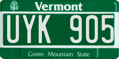 VT license plate UYK905