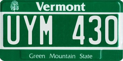 VT license plate UYM430