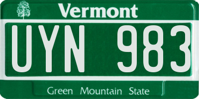 VT license plate UYN983