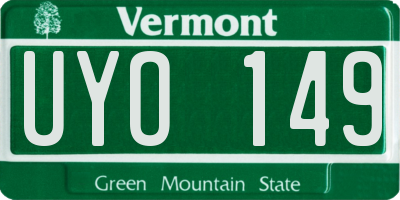 VT license plate UYO149
