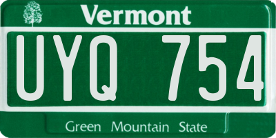 VT license plate UYQ754