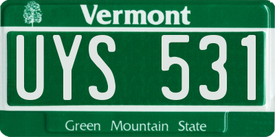 VT license plate UYS531
