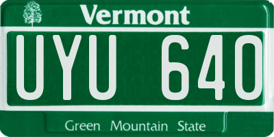 VT license plate UYU640