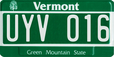 VT license plate UYV016