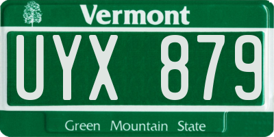 VT license plate UYX879