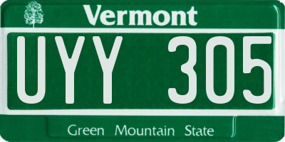 VT license plate UYY305