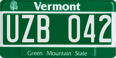 VT license plate UZB042